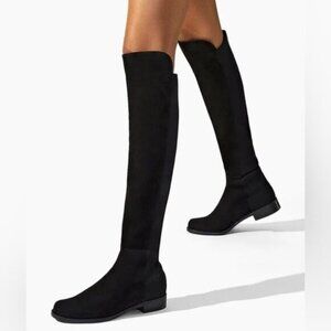 Stuart Weitzman 5050 Nappa Suede Leather Black Over The Knee Boots Size 7